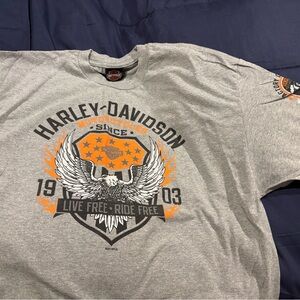 Harley-Davidson Gray and Orange Graphic Tee - never worn